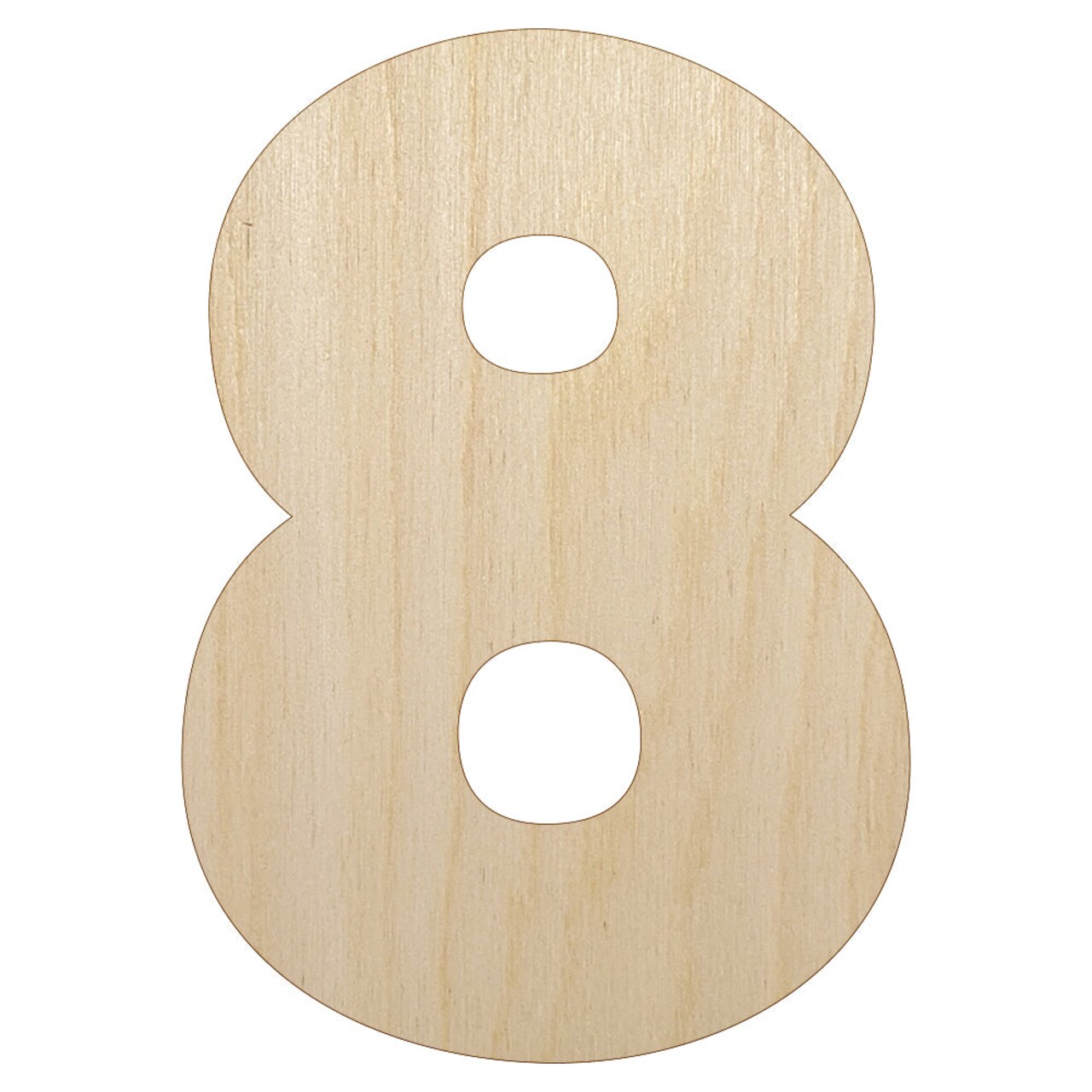 Number 8 Eight Fun Bold Font Unfinished Wood Shape Piece Cutout for DIY Craft Projects